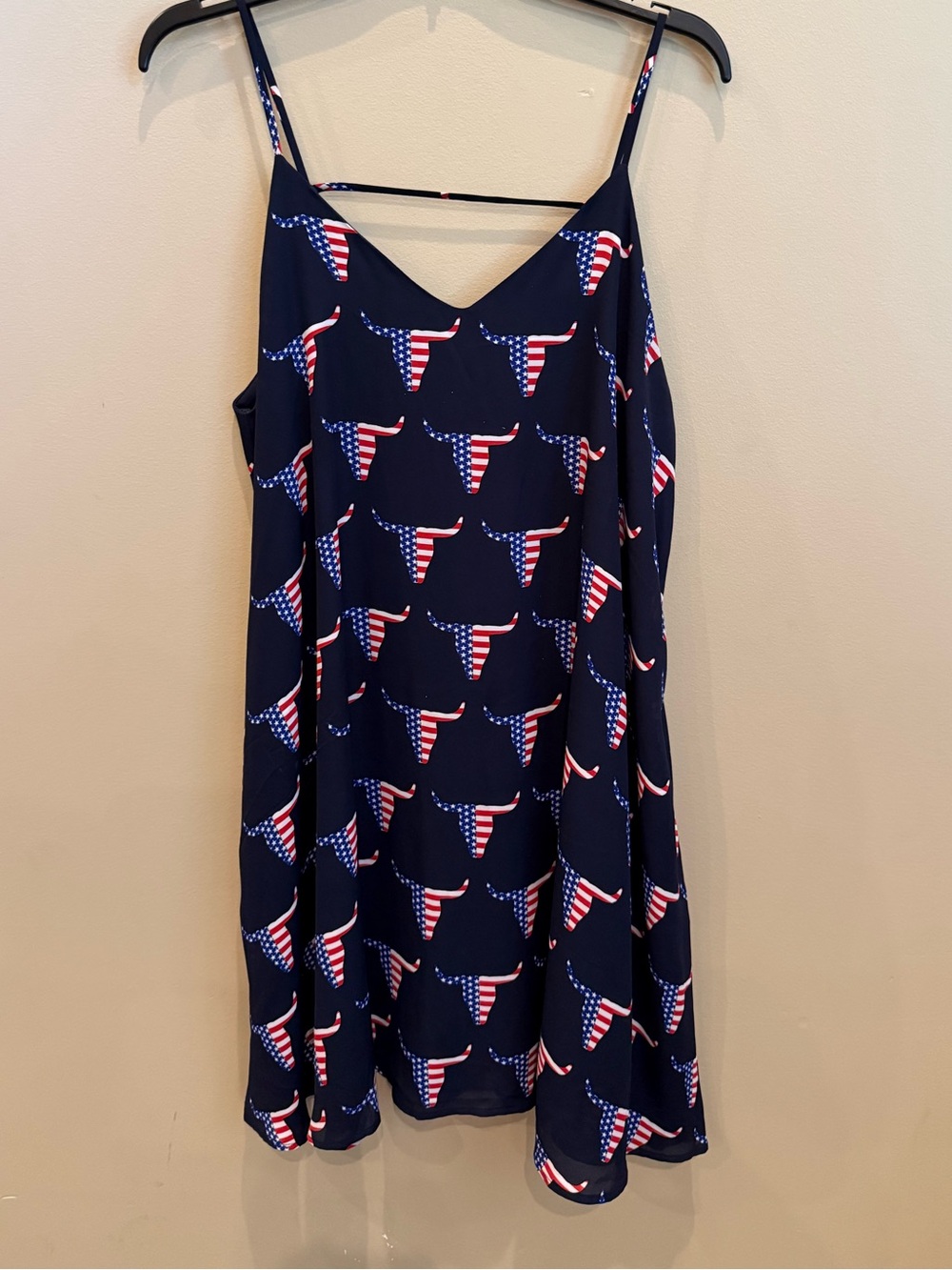 Fantastic Fawn Navy Slip Dress with Longhorn Print.